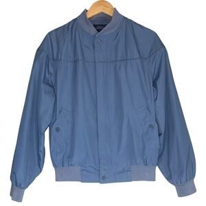 Vintage 80s Dusty Blue Windbreaker Bomber Jacket Mens Medium Normcore Retro